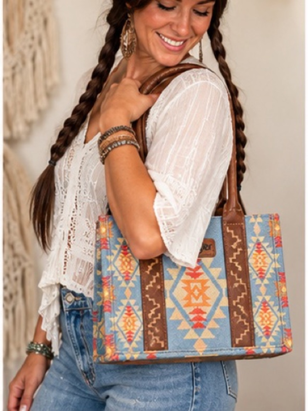 Wrangler Western Aztec Tote Bag Crossbody Shoulder Purse NWT